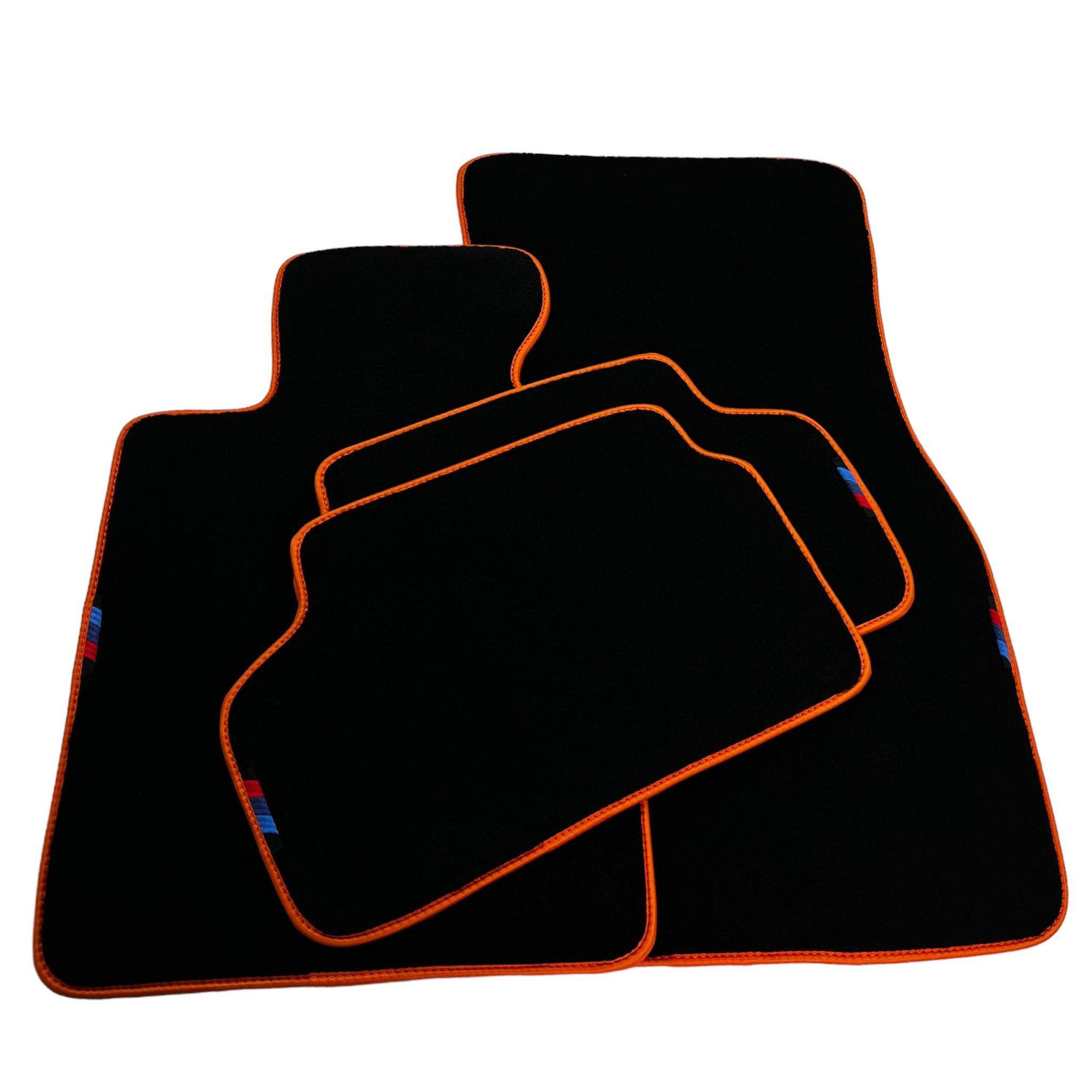 Black Floor Floor Mats For BMW 3 Series E93 | Fighter Jet Edition Brand |Orange Trim