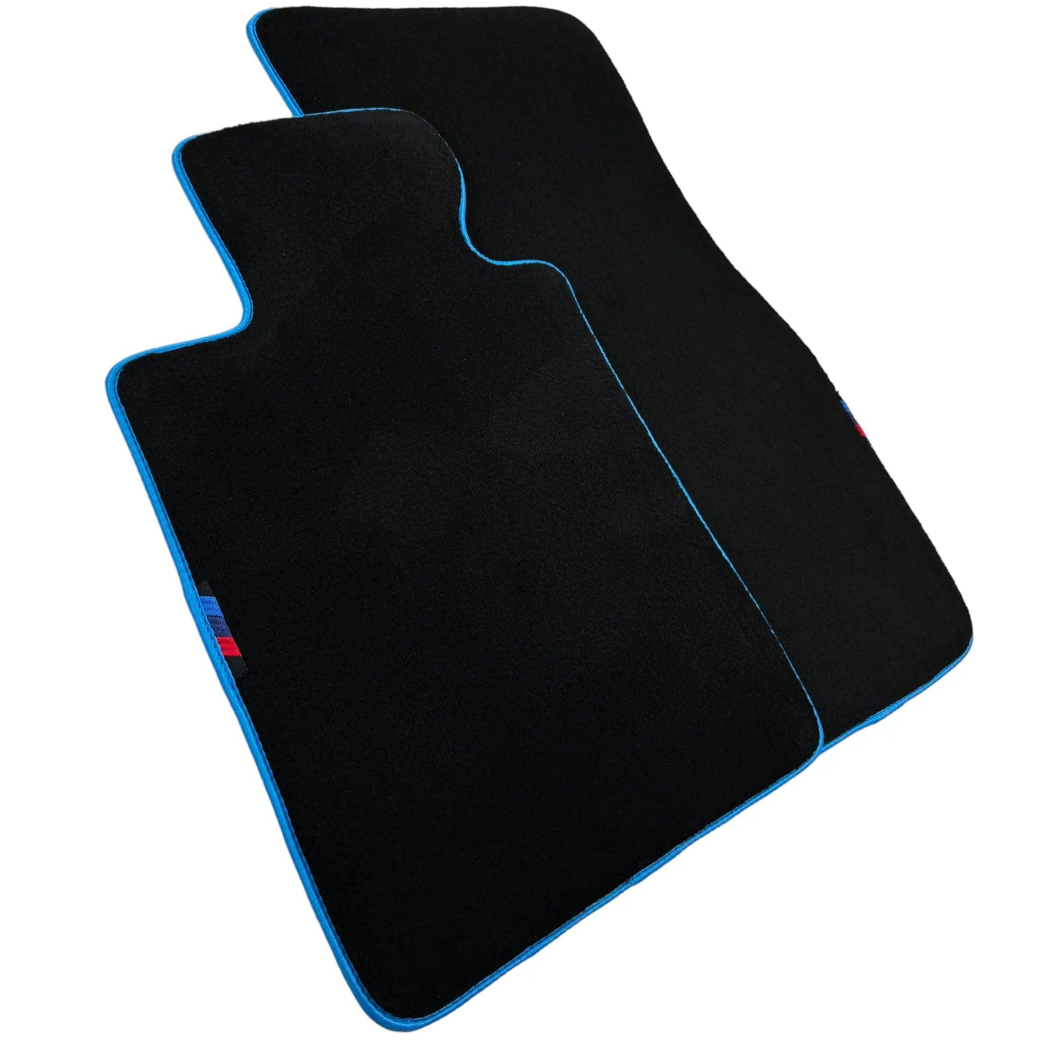 Black Floor Mats For BMW 5 Series G31 Wagon | Sky Blue Trim