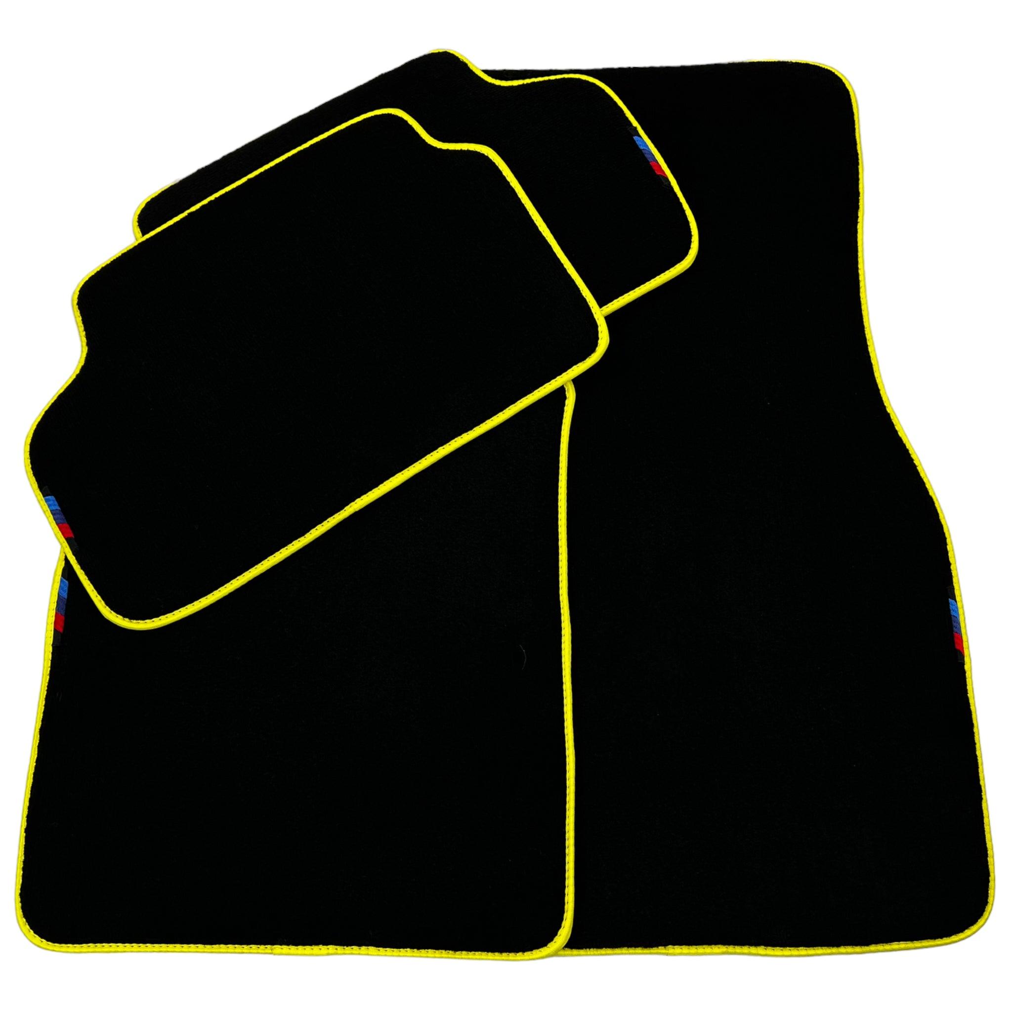 Black Floor Mats For BMW 5 Series G31 Wagon | Fighter Jet Edition | Yellow Trim