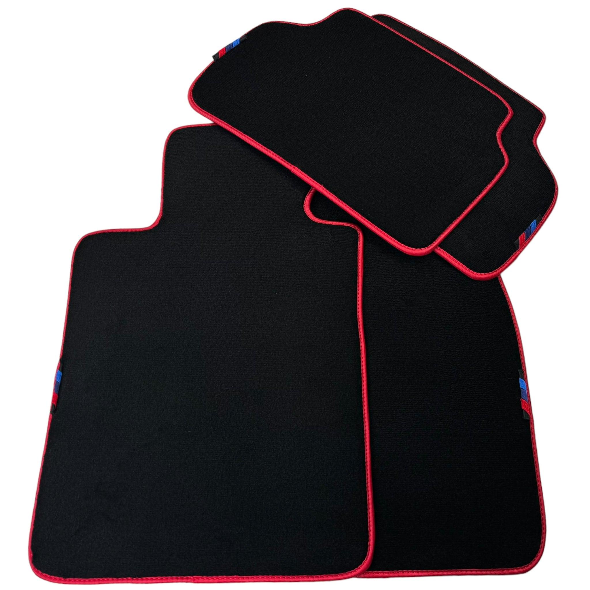 Black Floor Mats For BMW 6 Series E24 Coupe | Red Trim