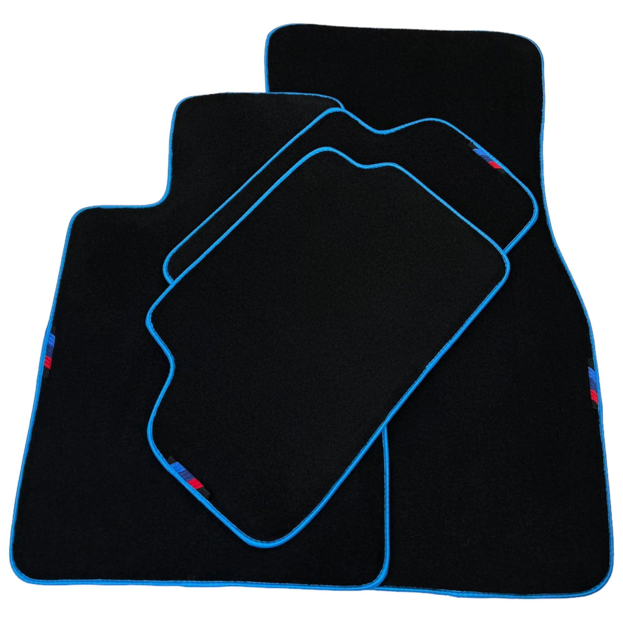 Black Floor Mats For BMW 6 Series E24 Coupe | Sky Blue Trim