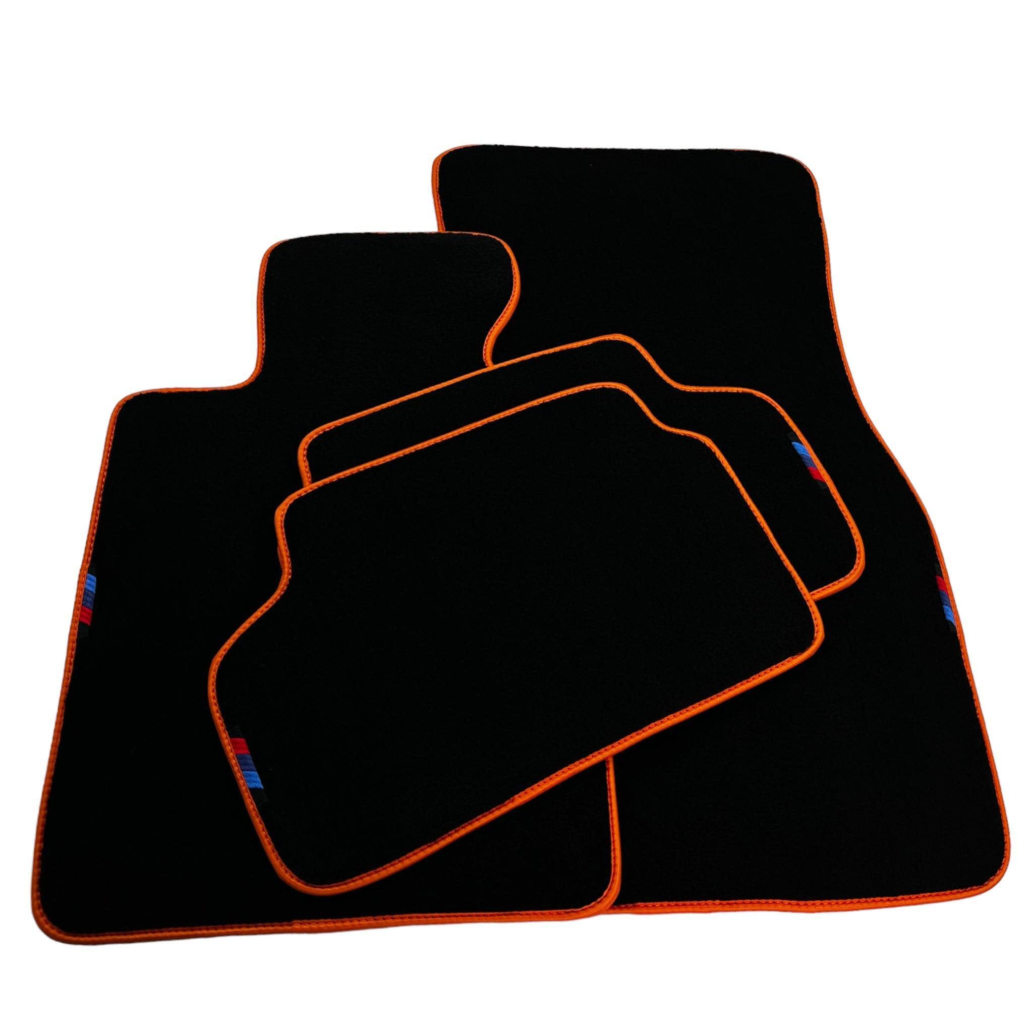 Black Floor Mats For BMW 6 Series E64 Convertible | Orange Trim