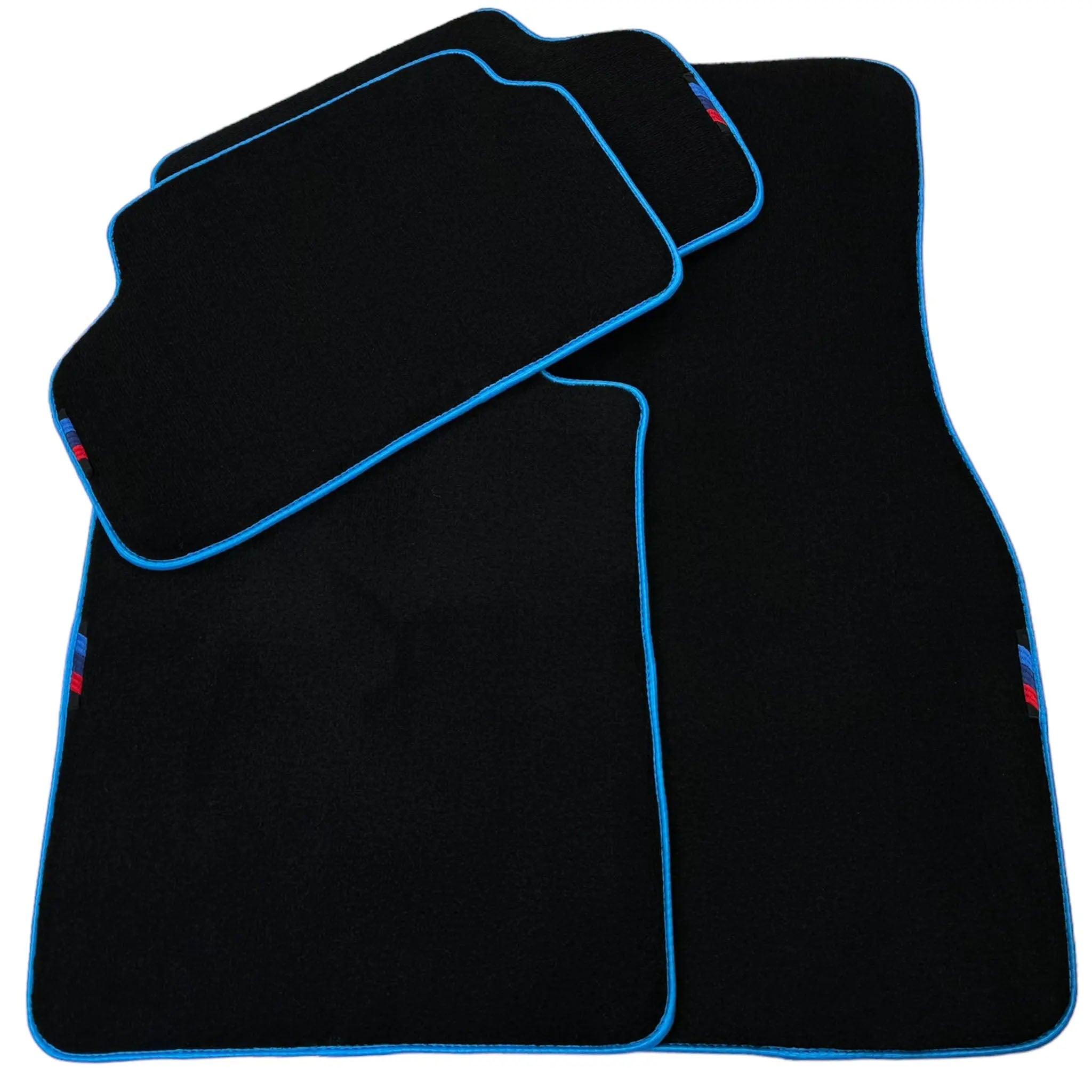 Black Floor Mats For BMW 6 Series F13 2-door Coupe | Sky Blue Trim