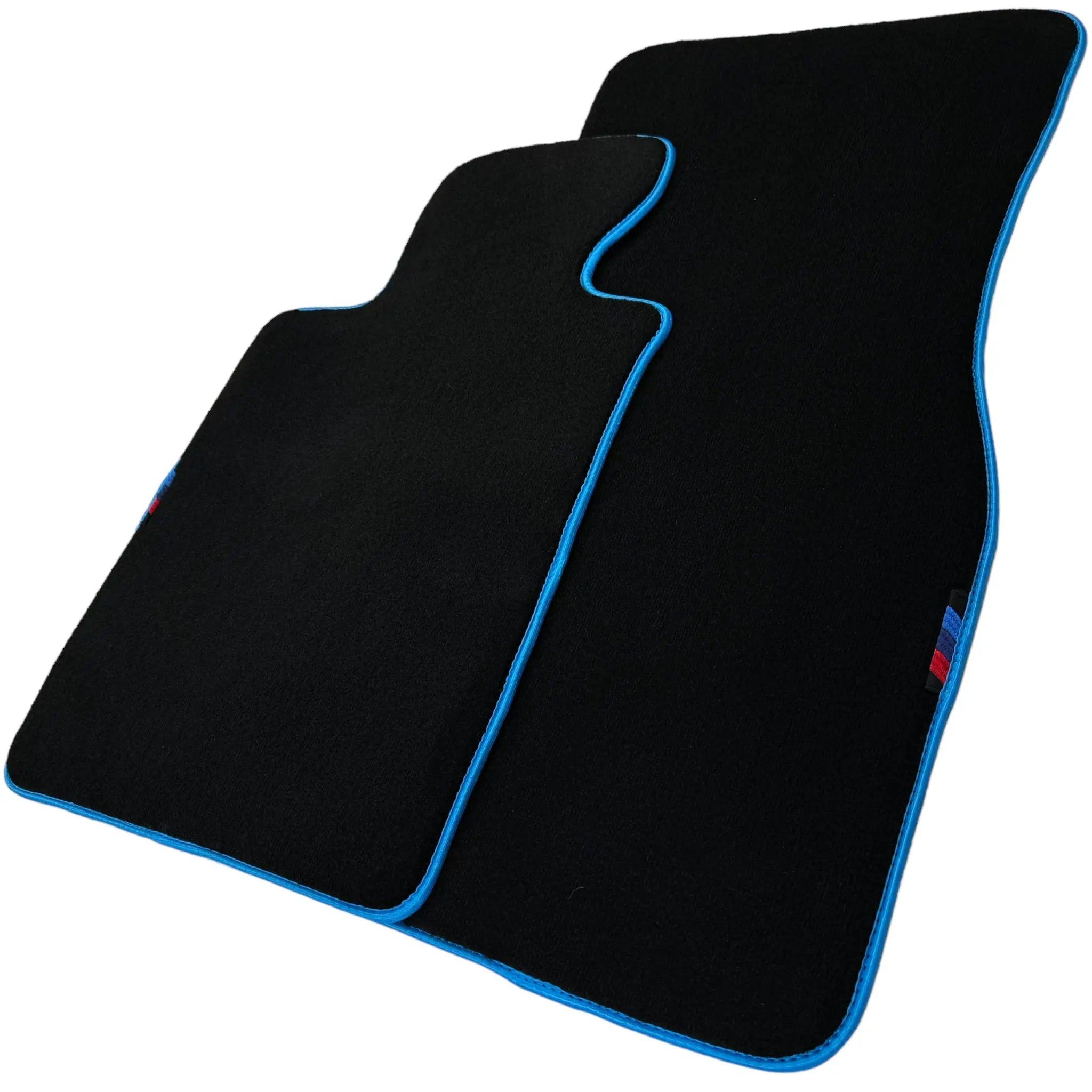 Black Floor Mats For BMW 6 Series F13 2-door Coupe | Sky Blue Trim