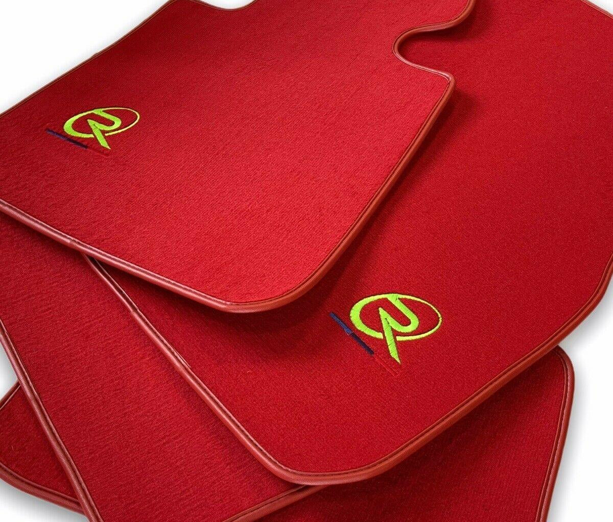 Red Floor Mats For BMW 2 Series F22 ROVBUT Brand Tailored Set Perfect Fit Green SNIP Collection - AutoWin