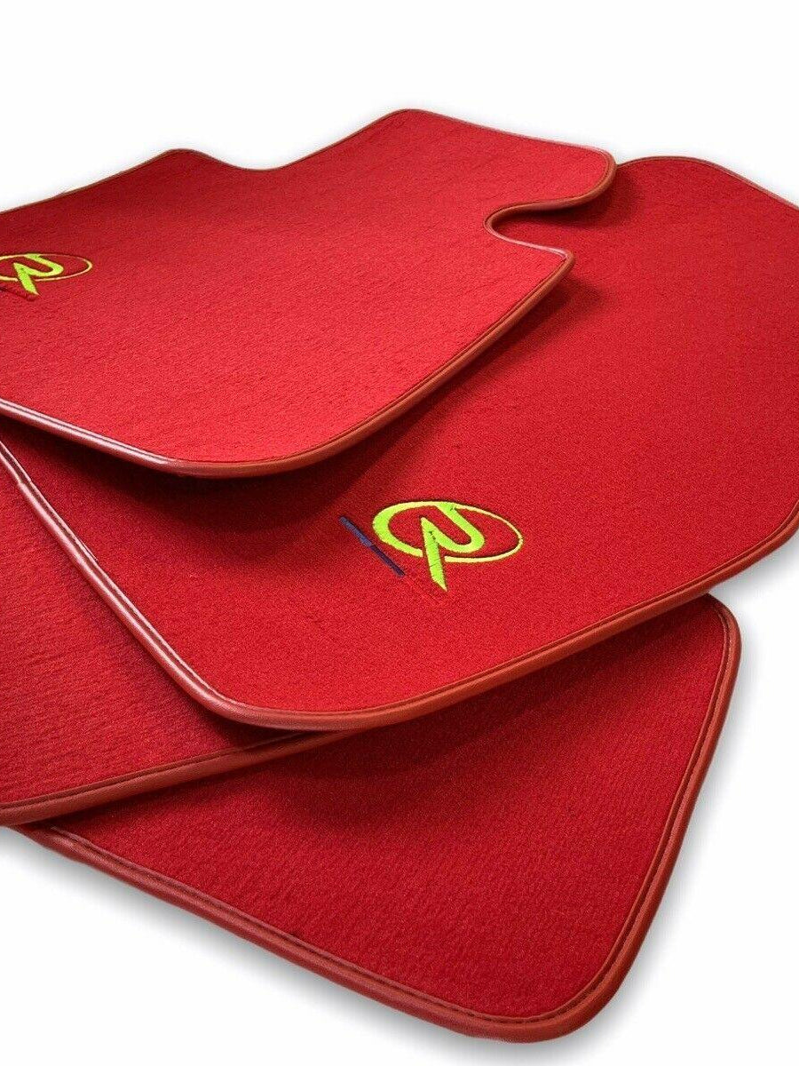 Red Floor Mats For BMW 7 Series E38 Long ROVBUT Brand Tailored Set Perfect Fit Green SNIP Collection - AutoWin